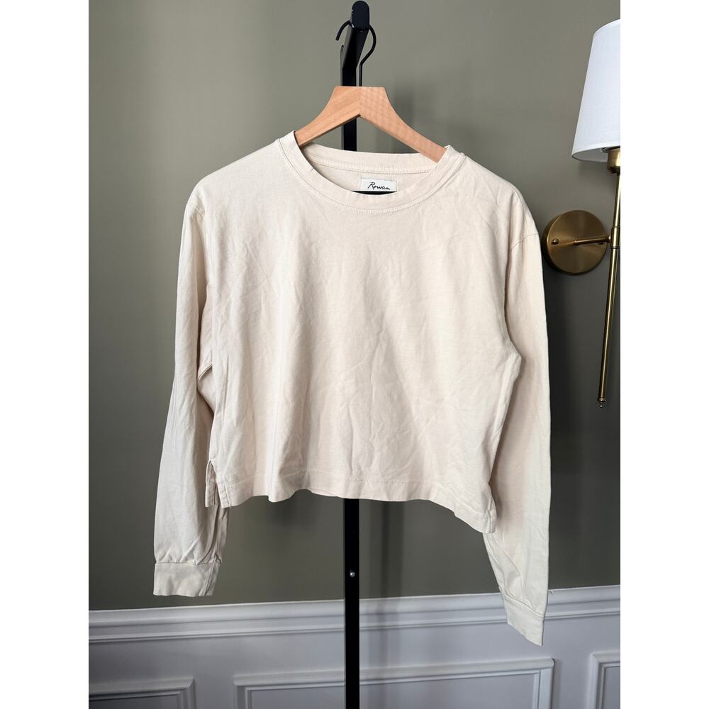 Rowan Reagan Long Sleeve Boyfriend Tee Bone Small - Picture 2 of 6